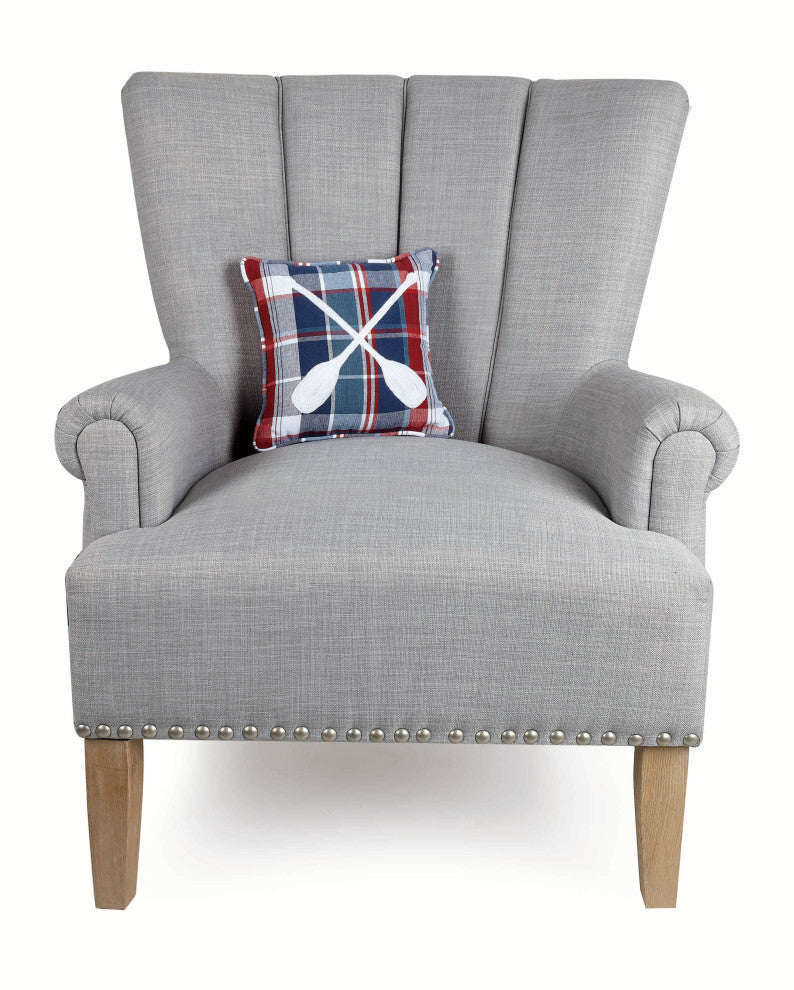 Picnic Plaid Oars Embroidered Pillow