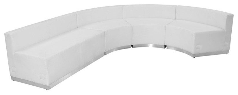 Melrose White Leather Reception Configuration, 4 Pieces