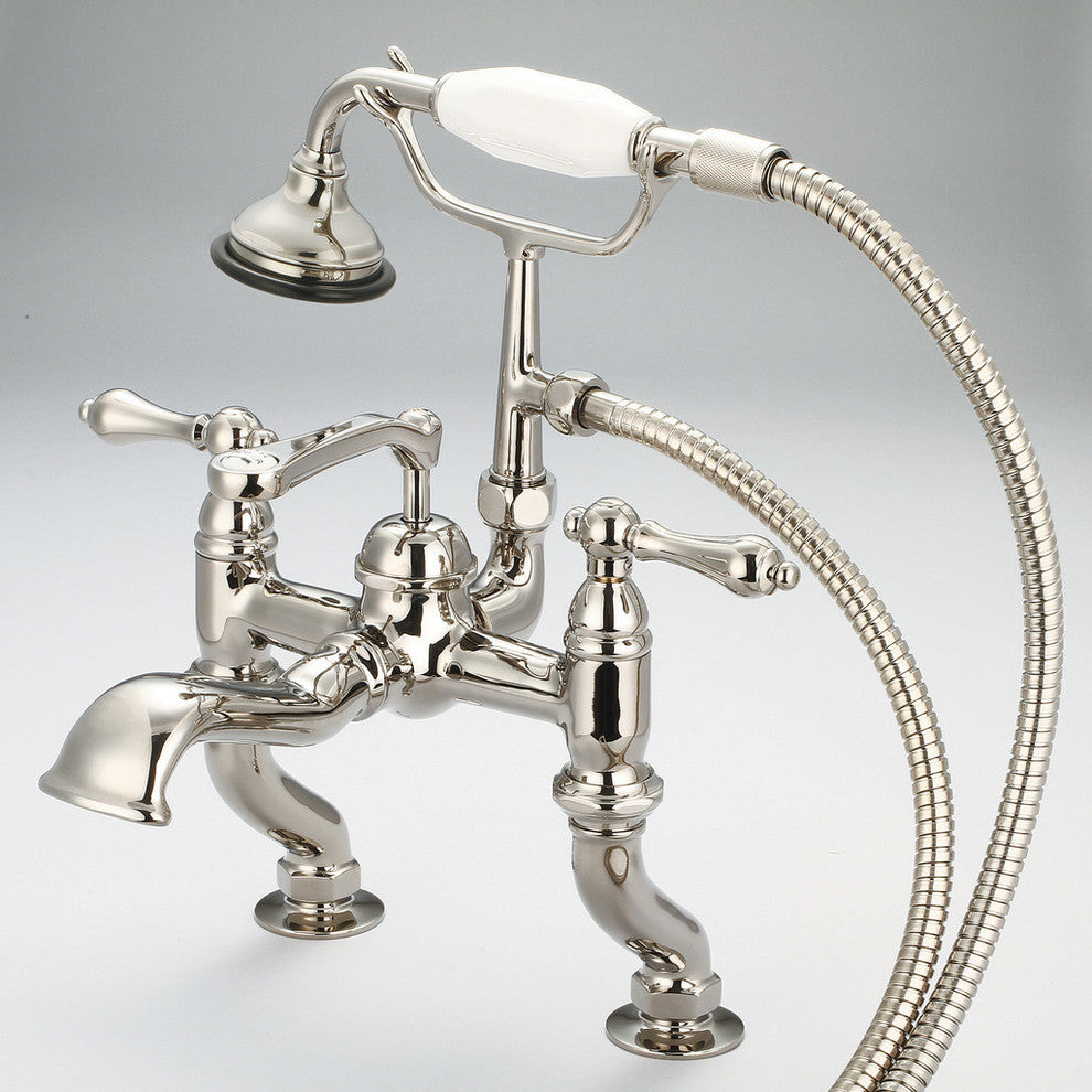 Vintage Classic Deck Mount Tub Faucet With Handshower, Polished Nickel Pvd Finis