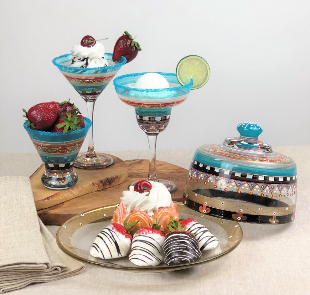 Mosaic Carnival Margarita Glasses, Set of 2