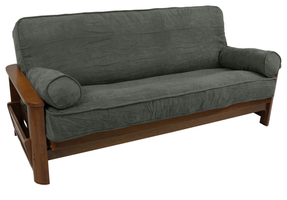 Solid Microsuede Full Futon Cover Set, Steel Gray
