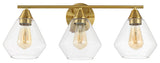 Safavieh Amani 3 Lt 23.75" Wall Sconce, Brass/Clear