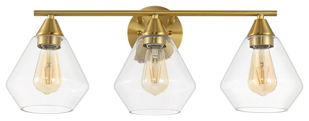 Safavieh Amani 3 Lt 23.75" Wall Sconce, Brass/Clear