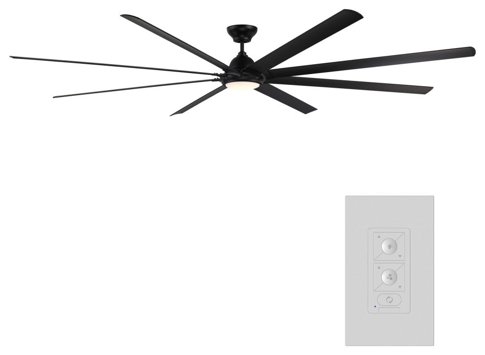 Hydra 120" Indoor/Outdoor 8-Blade Smart Ceiling Fan, Matte Black, 3500K Light