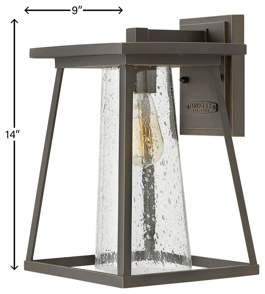 Hinkley Burke Medium Wall Mount Lantern, Oil Rubbed Bronze With Clear Glass