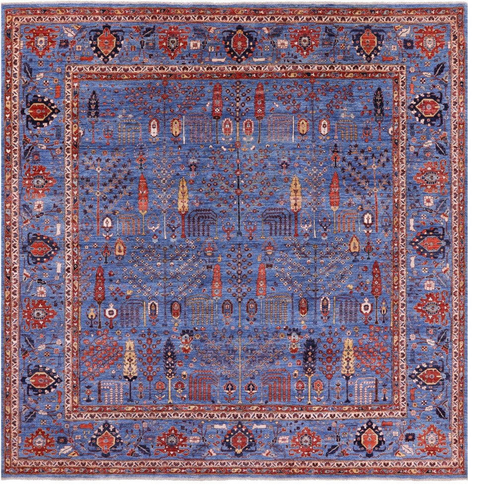 11' Square Handmade Persian Ziegler Wool Rug - Q12889