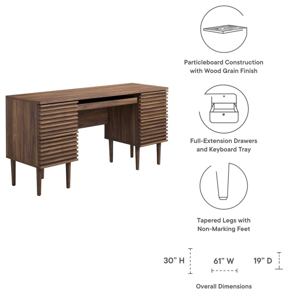 Render Office Desk, Walnut