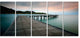 Wooden Bridge into Blue Sea, Modern Canvas Art Print, 60"x28", 5 Panels