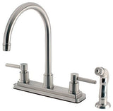 Kingston Brass 8" Centerset Kitchen Faucet, Brushed Nickel