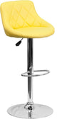 Estella Lily Low-Back Yellow Vinyl Swivel Bucket Adjustable Barstool