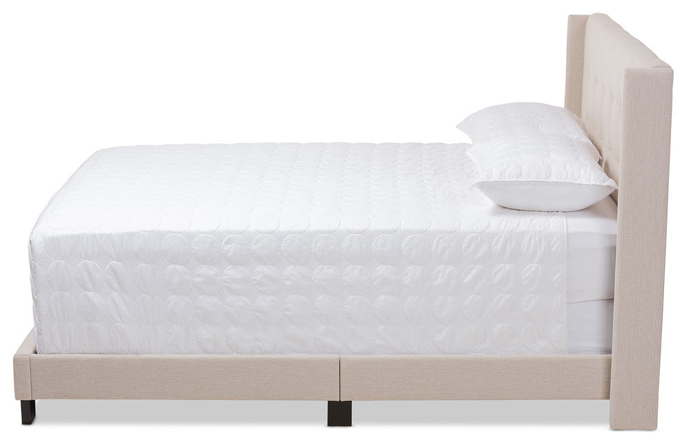 Lisette Modern and Contemporary Beige Fabric Upholstered Queen Size Bed