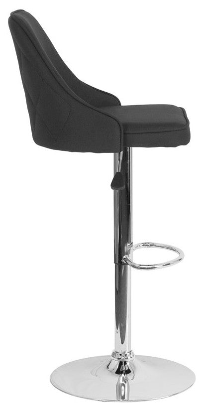 Trieste Contemporary Adjustable Height Barstool, Black Fabric