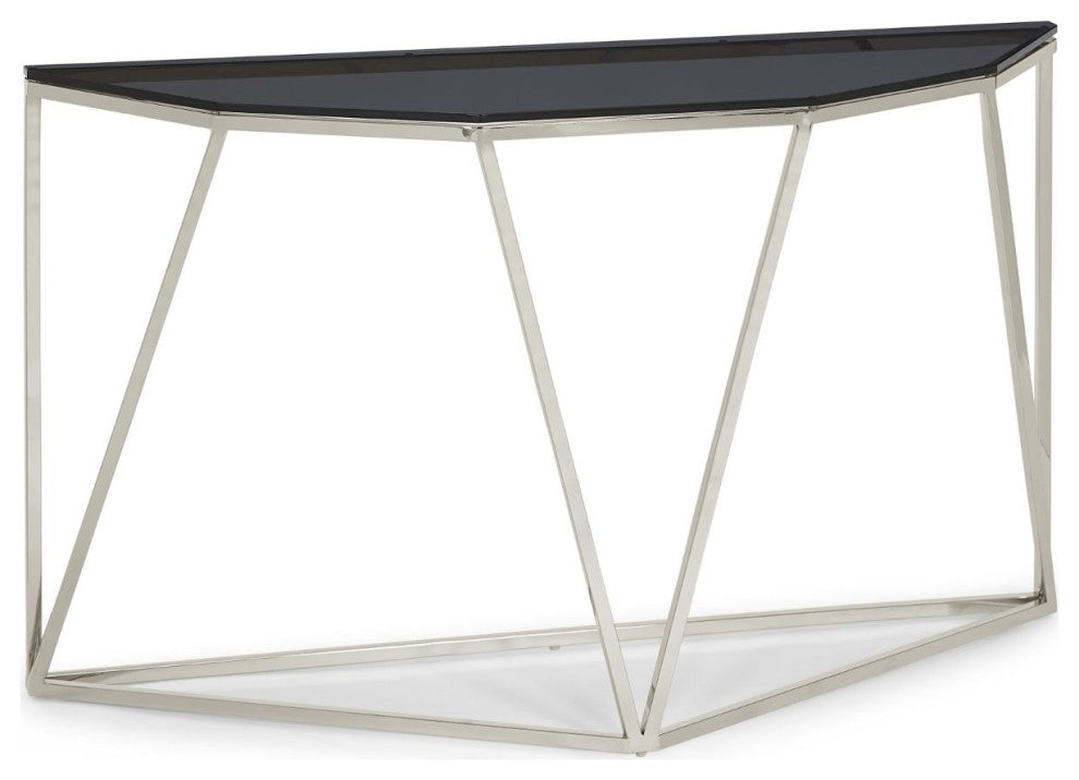 Modus Aria Smoked Glass and Polished Stainless Steel Console Tbl - Multi