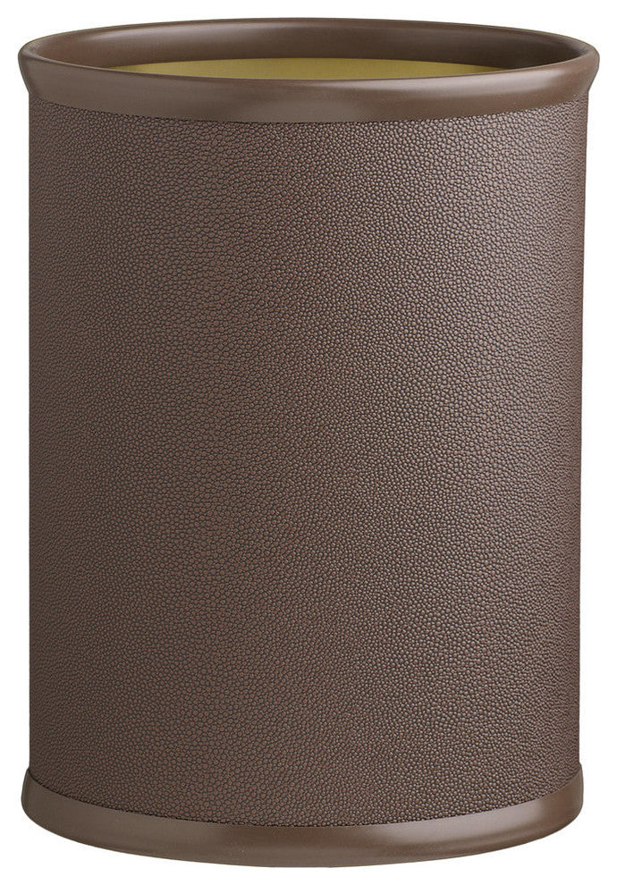 Mocha 14" Oval Waste Basket Dark Brown Textured Body, Dark Brown Bumper