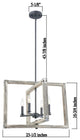 Rustic Wood In White Wash Color 4-Light Pendant, No Bulbs
