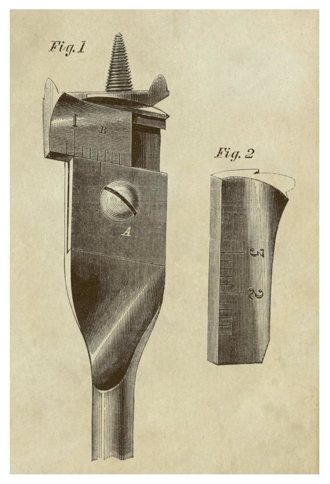 "Adjustable Wood Drill Bit" Digital Paper Print by Inventions, 17"x24"
