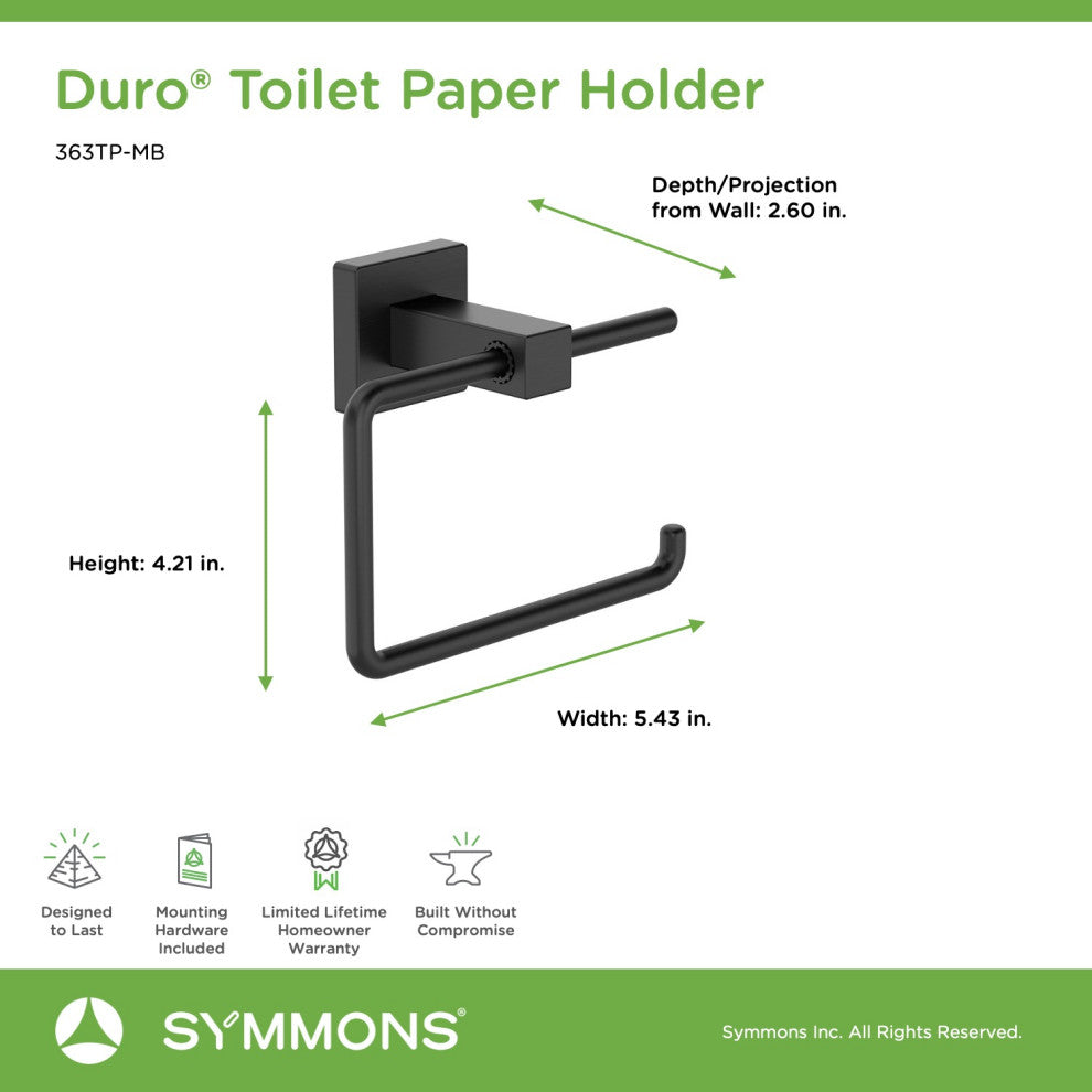 Duro Wall Mounted Toilet Paper Holder, Matte Black