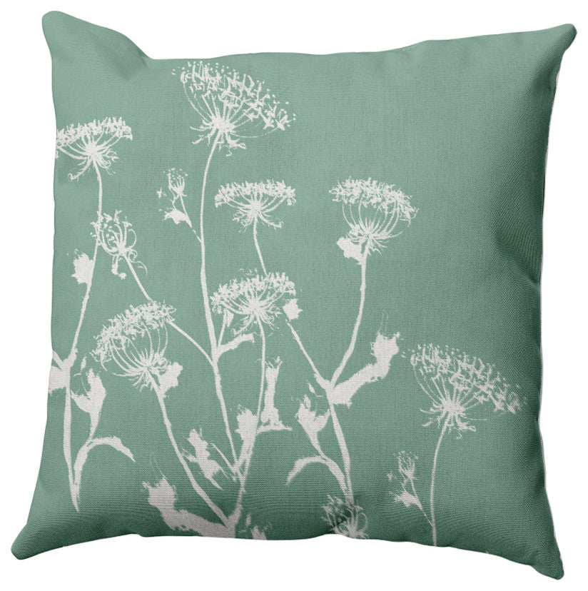 Breezy Wildflower Pillow, Green, 20"x20"