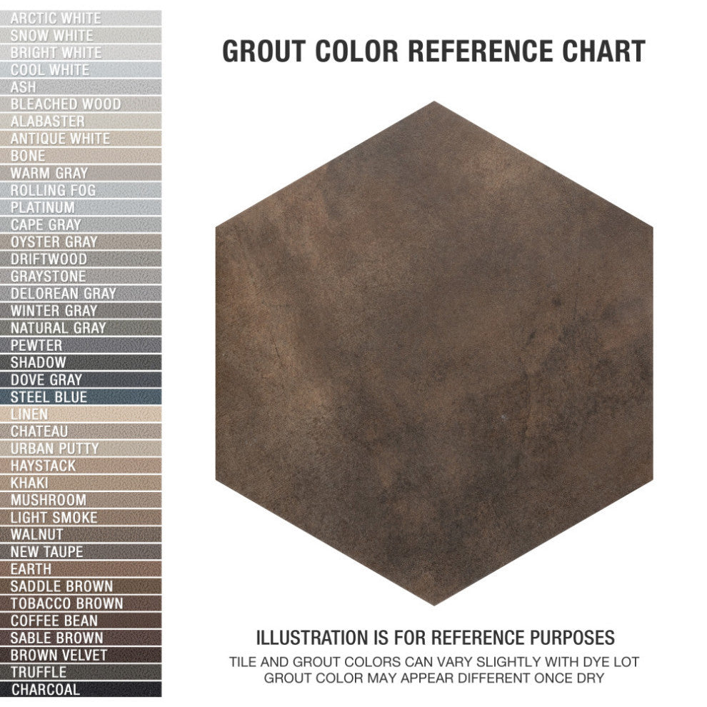 Industrial Hex Multi Mix Porcelain Floor and Wall Tile, Brown