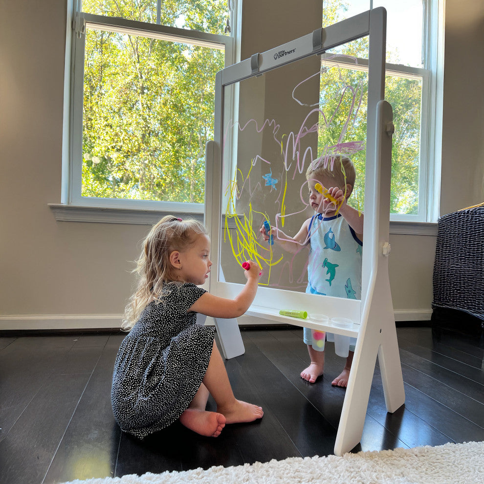 Little Partners Peek-A-Boo Adjustable Height Art Easel, Soft White