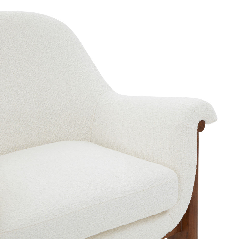 Safavieh Couture Sylvana Boucle Accent Chair, Ivory/Walnut