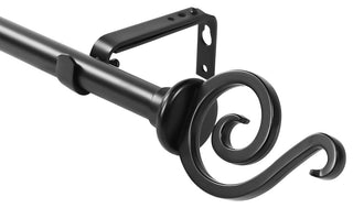 Classic Forged Iron French Scroll Curtain Rod, Black, 48"-84"