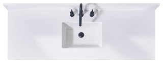 Andalo Engineered Stone Vanity Top, Snow White With White Sink, Single, 61"