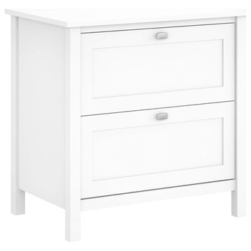 Pure White 2-Drawer Lateral File Cabinet, Contemporary Wooden Design