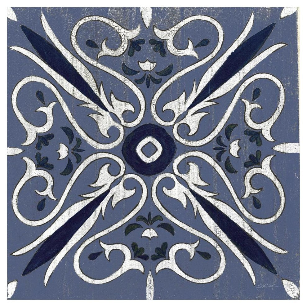 "Oxford I Indigo and Cream" Digital Paper Print by Silvia Vassileva, 42"x42"