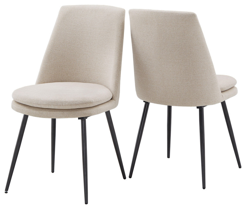 Rashmi Upholstered Dining Chairs (Set of 2) - Beige Chenille, Black Legs