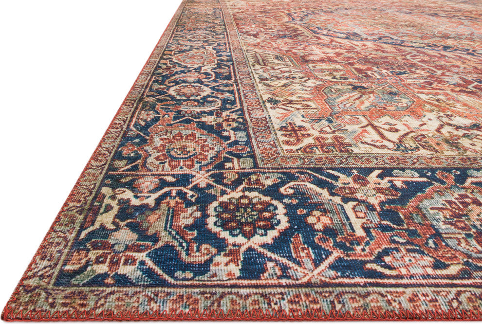 Red Navy Printed Polyester Layla Area Rug by Loloi II, 3'-6"x5'-6"