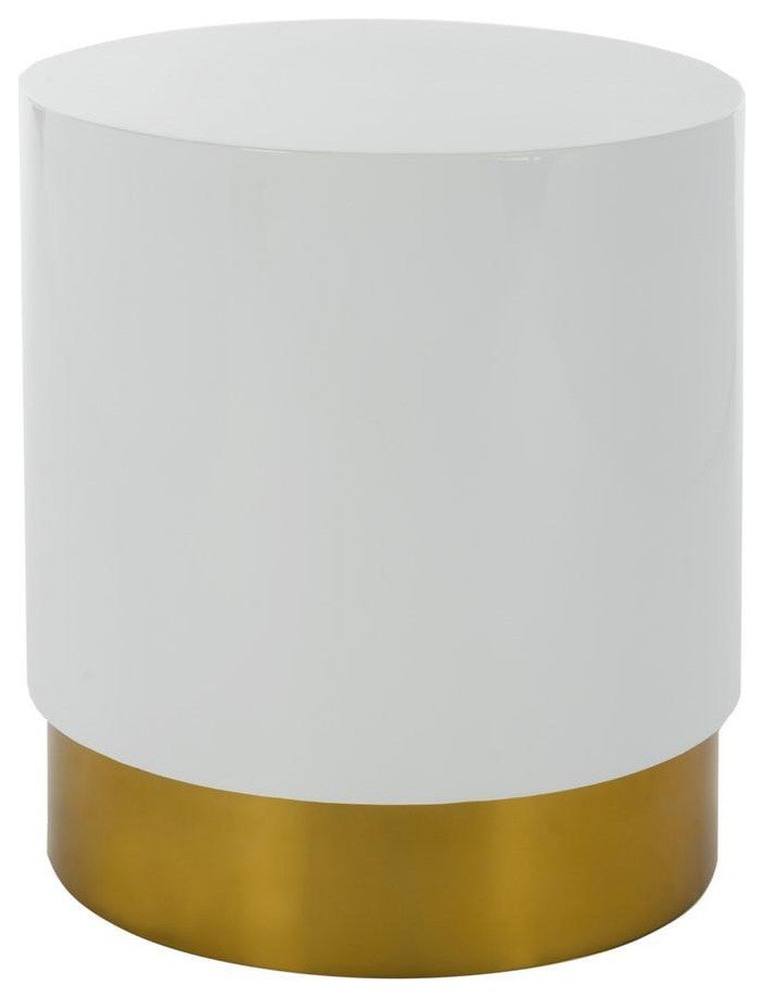 Safavieh Angelo Round Side Table, White/Gold