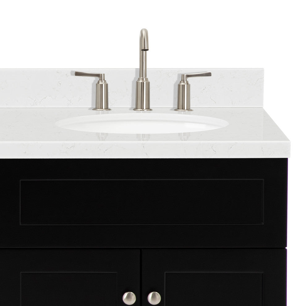 Ariel Hamlet 72" Double Oval Sink Bathroom Vanity, Carrara Quartz