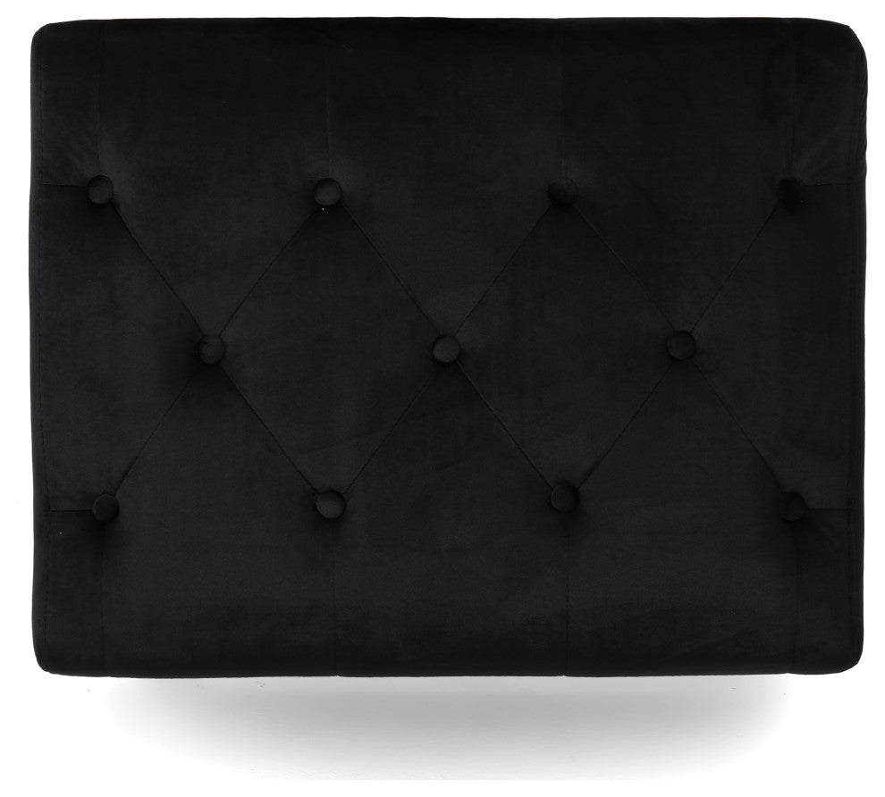 GDF Studio Kalani Tufted New Velvet Ottoman, Black