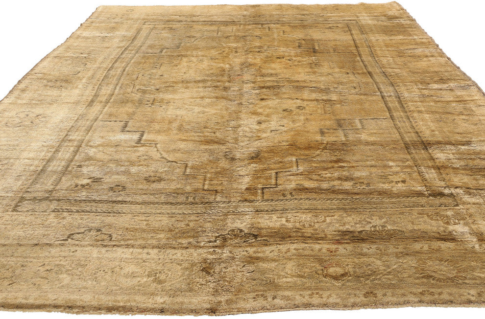 Vintage Earth-Tone Turkish Oushak Rug, 07'00 x 11'05