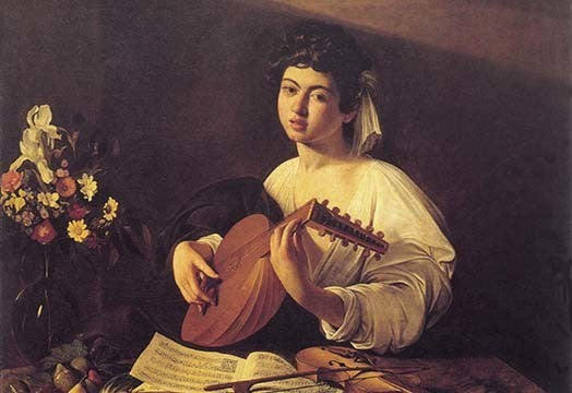 Musician Playing Lute - Fine Art Giclee Print 24" x 36"