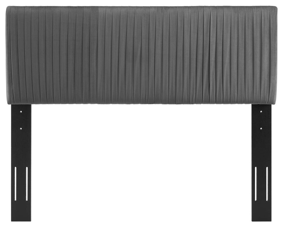 Eloise Channel Tufted Performance Velvet Twin Headboard-Charcoal