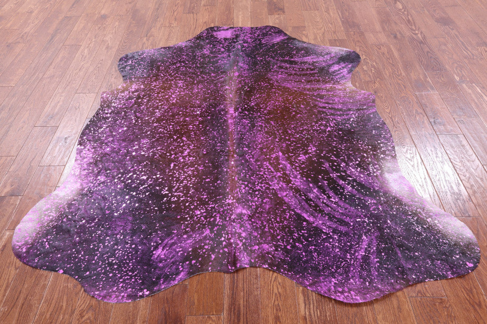 Pink Metallic Cowhide Rug 6' 6" X 6' 0" C2153