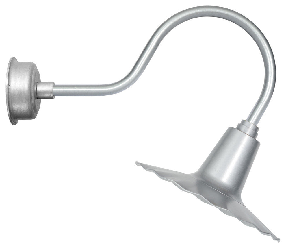 12" Iris LED Barn Light With Modern Arm, Galvanized Silver