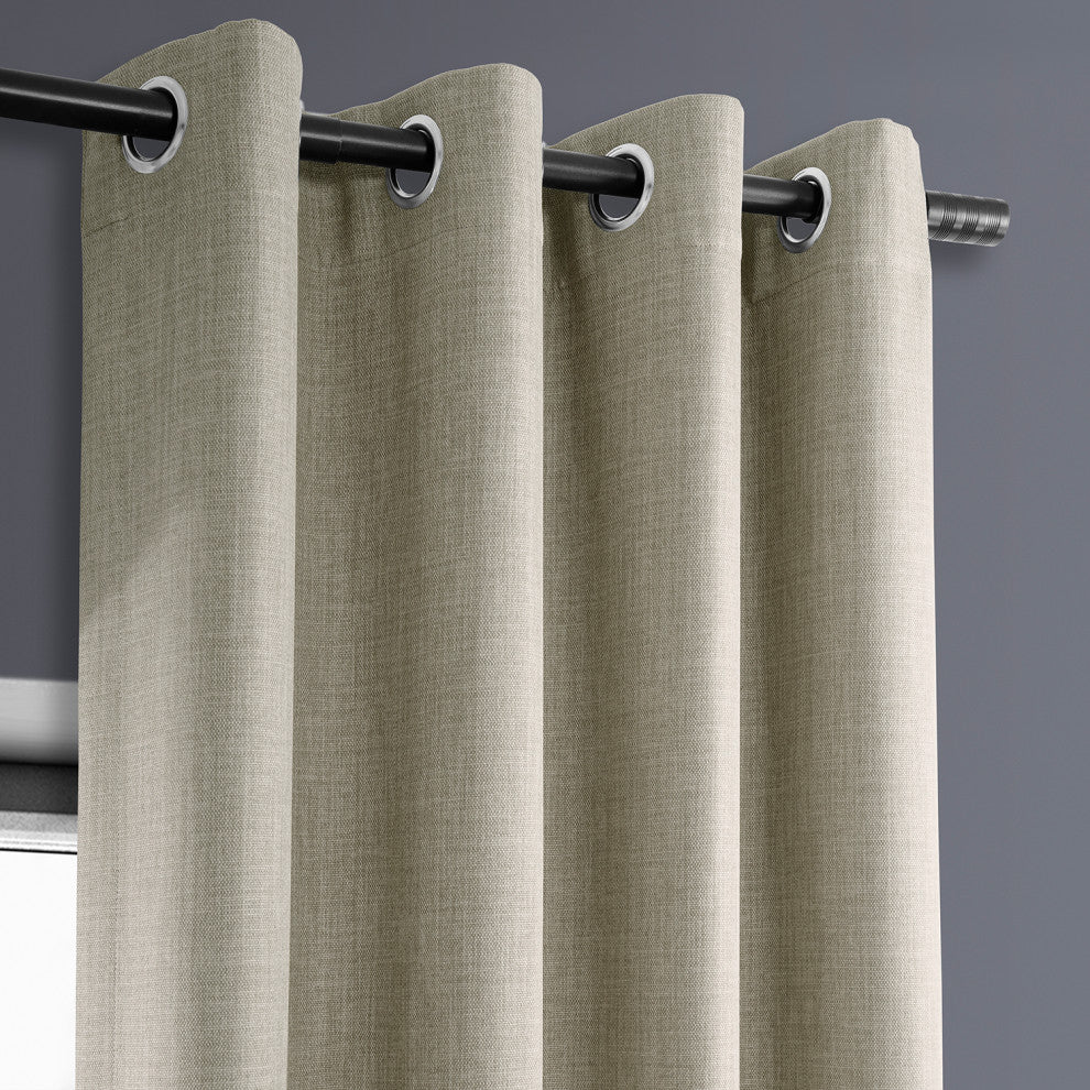 Faux Linen Grommet Room Darkening Curtain Single Panel, Oatmeal, 50"x84"
