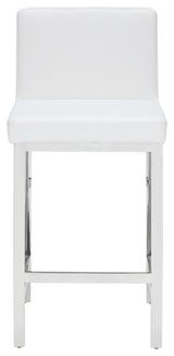 Brook Counter Stool, White/Polished Stainless Steel, White/Polished Stainless St