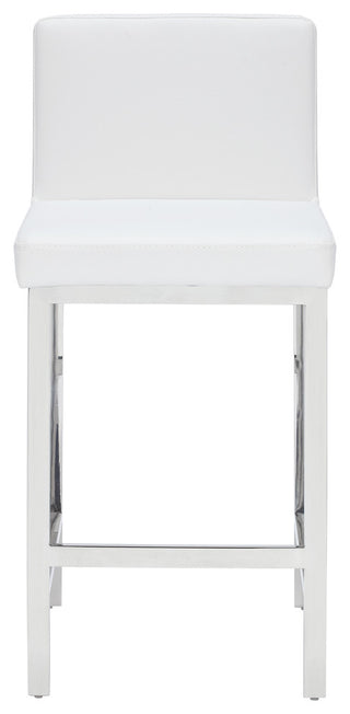 Brook Counter Stool, White/Polished Stainless Steel, White/Polished Stainless St