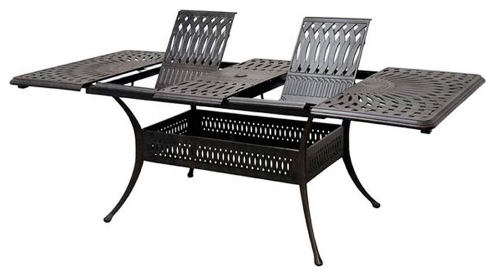 Palm Tree cast aluminum furniture 15-piece outdoor dining set extendable table