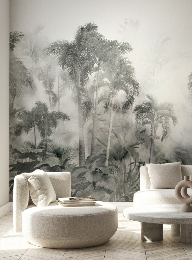 Misty Jungle Forest Vinyl Peel and Stick Mural, 24"x108", Single