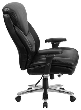 Pemberly Row Big and Tall Leather Swivel Office Chair in Black