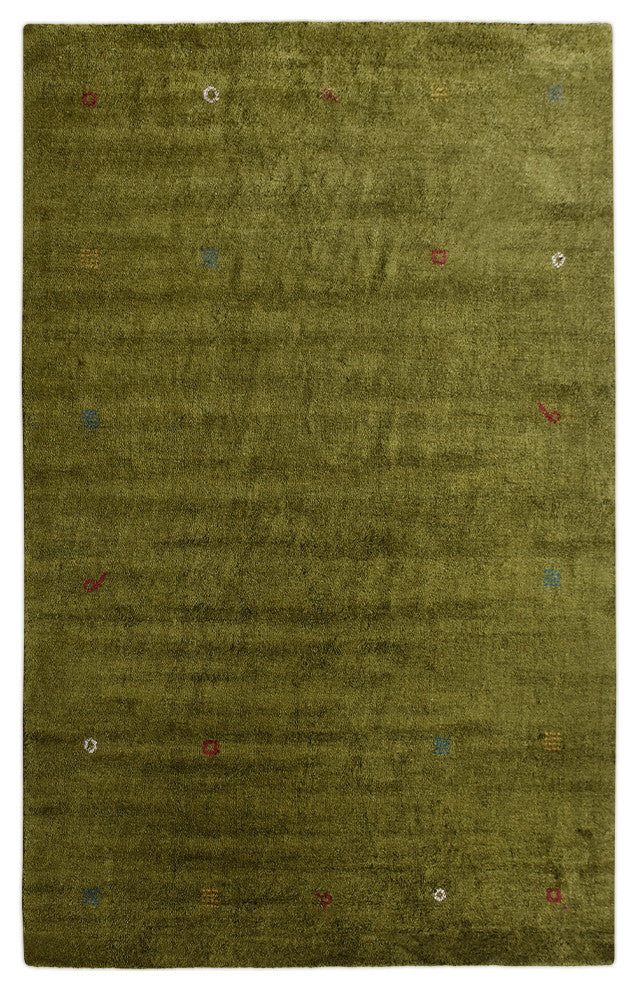 Hand Knotted Loom Silk Mix Area Rugs Contemporary Light Green