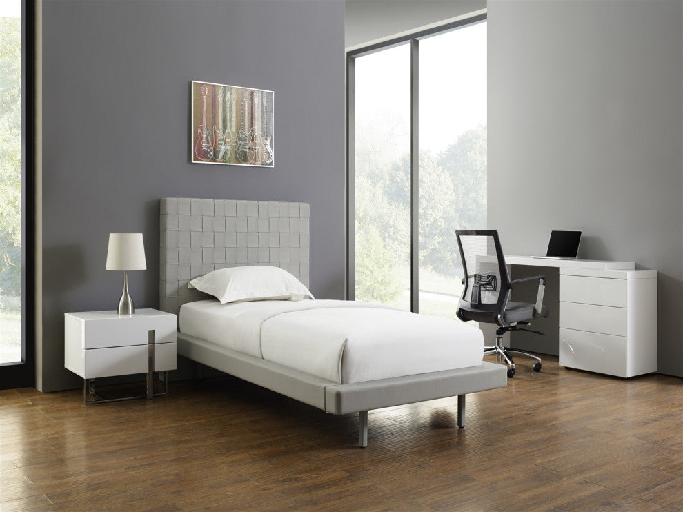 Casabianca Home Nest Extendable Office Desk, High Gloss White Lacquer