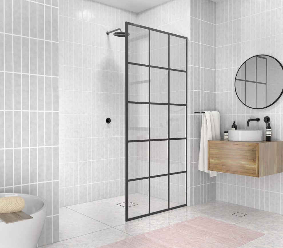 Glass Warehouse 78"x36" French Monture Noir Single Fixed Panel