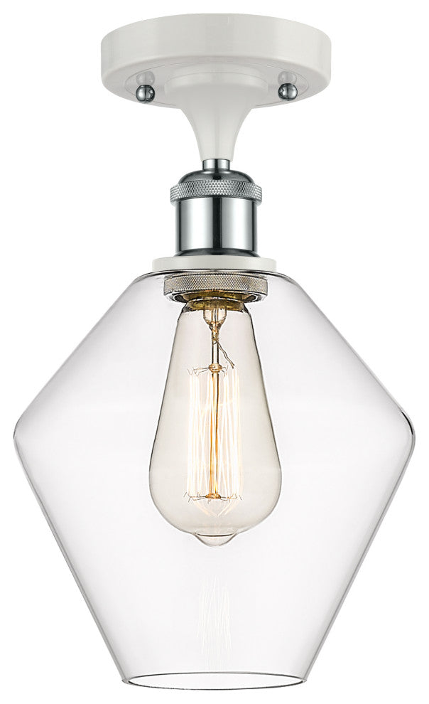 Innovations 516-1C-WPC-G652-8 1-Light Semi-Flush Mount, White/Polished Chrome