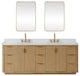 Vinnova Cadiz Bath Vanity, Composite Stone Top, Washed Ash Grey, 84", With Mirror